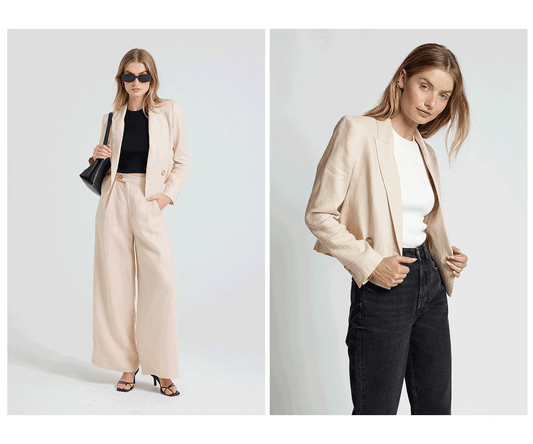 Apero - Carmen Cropped Blazer - Cream Beige