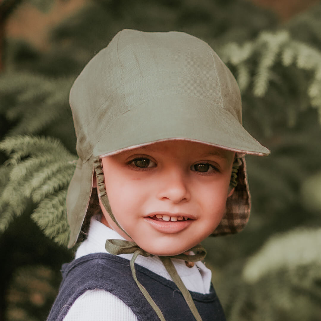 Bedhead - "Lounger" Reversible Flap Baby Sunhat - Noah/Moss