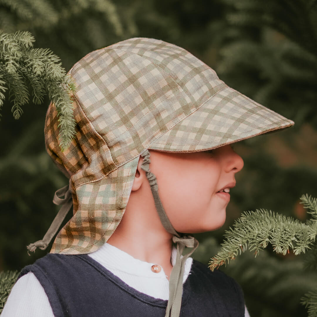 Bedhead - "Lounger" Reversible Flap Baby Sunhat - Noah/Moss