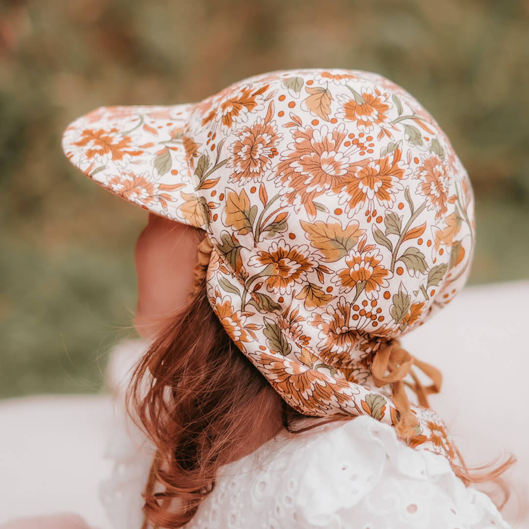 Bedhead - "Lounger" Reversible Flap Baby Sunhat - Peony / Maize