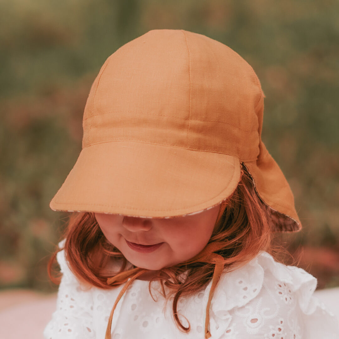 Bedhead - "Lounger" Reversible Flap Baby Sunhat - Peony / Maize