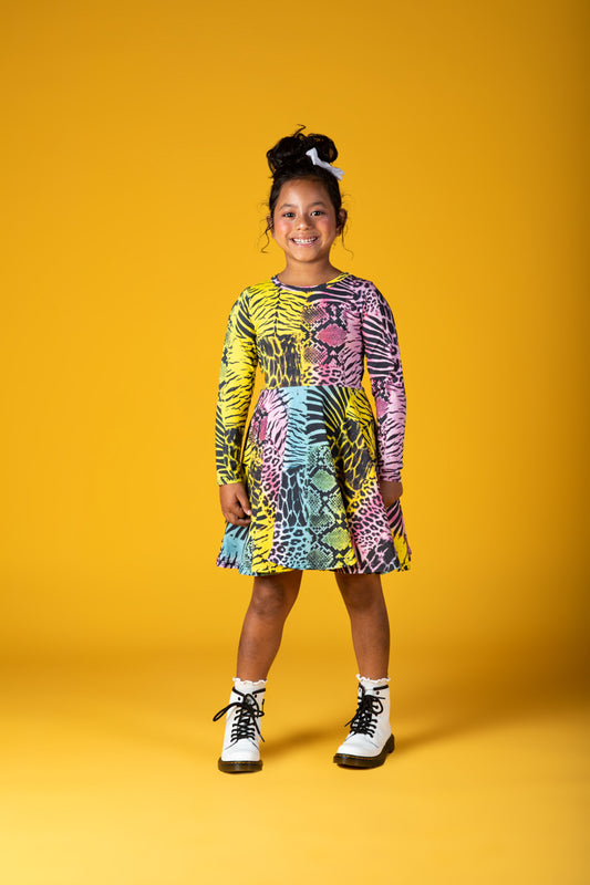 Rock Your Baby - Colour Burn - Long Sleeve Waisted Dress