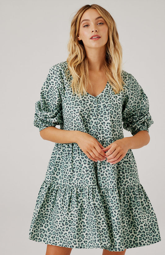 Cartel & Willow - Indianna Mini Dress - Sage Leopard