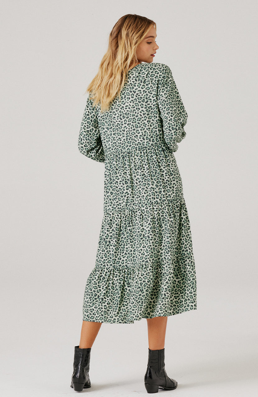 Cartel & Willow Cali Midi Dress - Sage Leopard