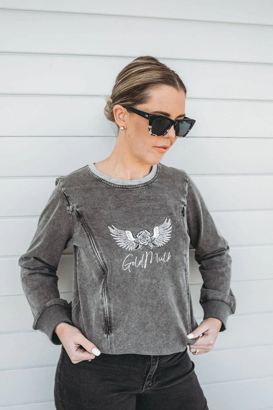 Goldmiilk - Acid Wash Breastfeeding - Long Sleeve