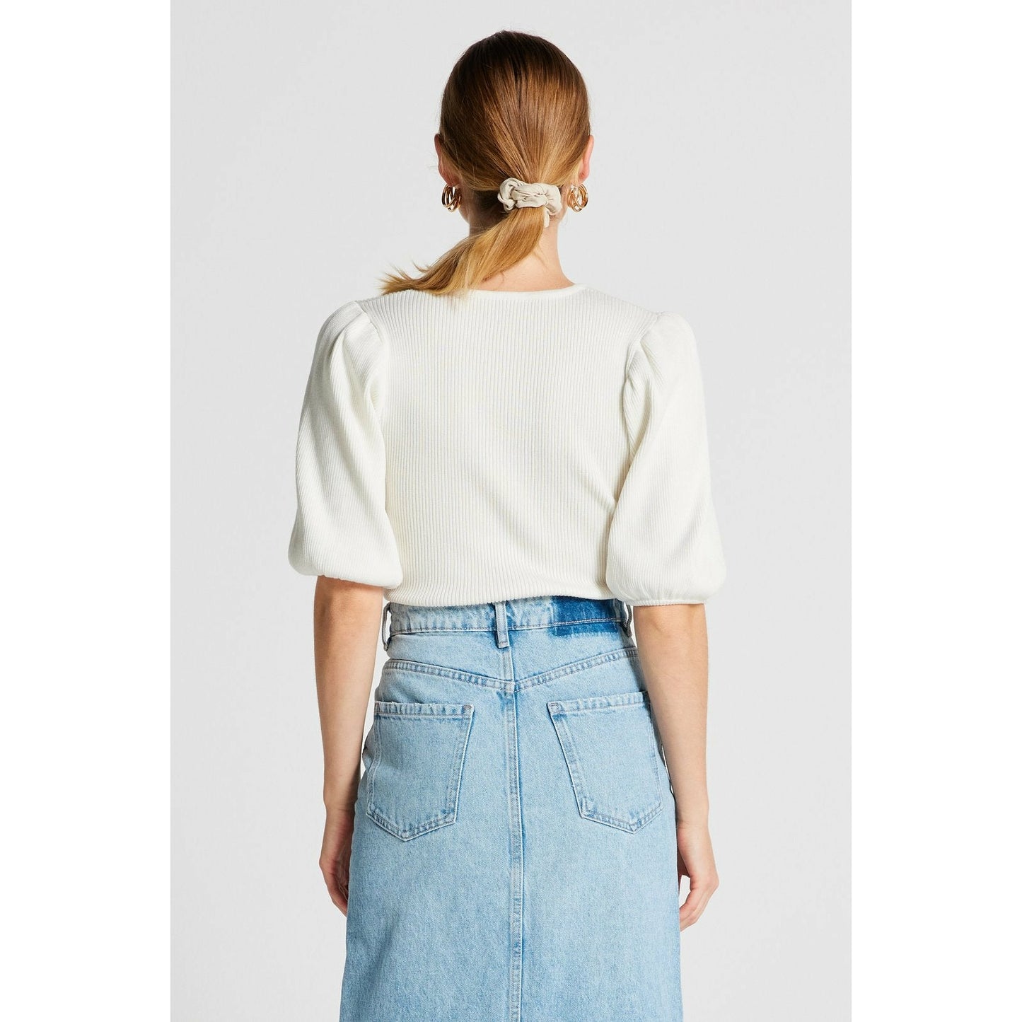 Ariana Ribbed Knit Top - Off White