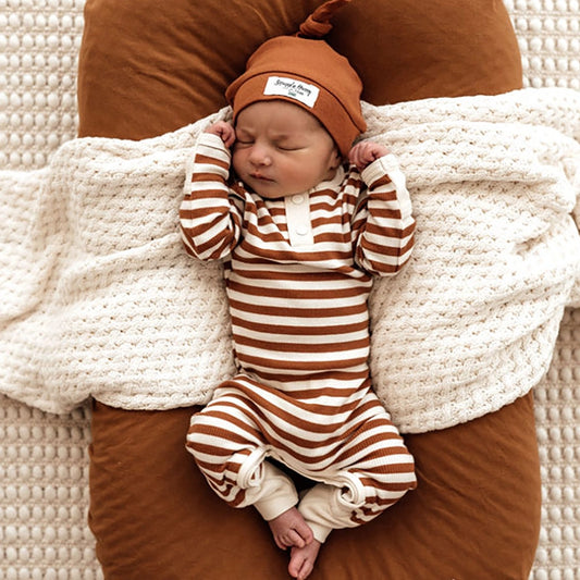 Snuggle Hunny Kids - Biscuit Stripe Growsuit