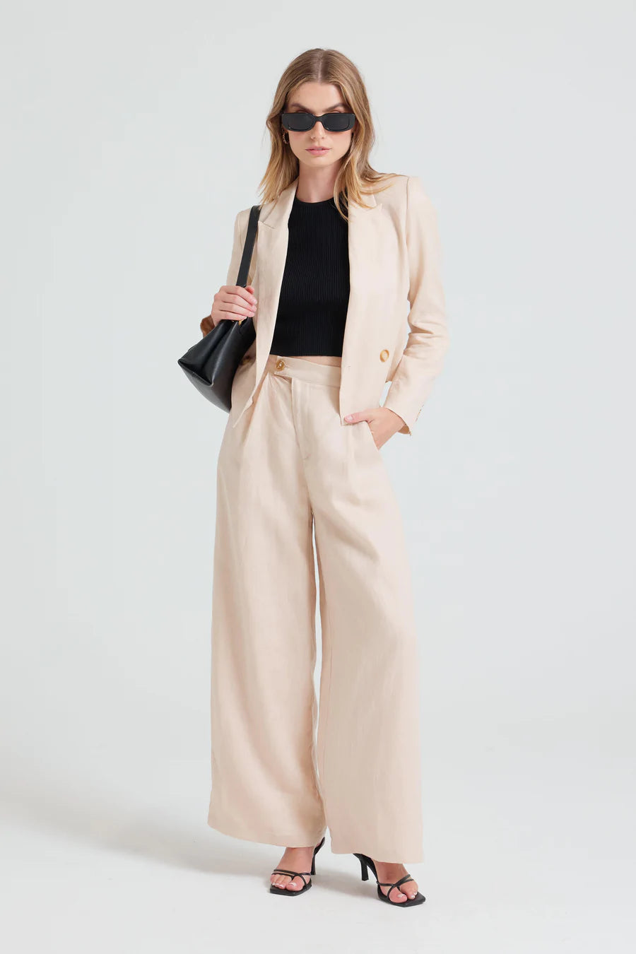Apero - Carmen Linen Tailored Pants - Cream Beige