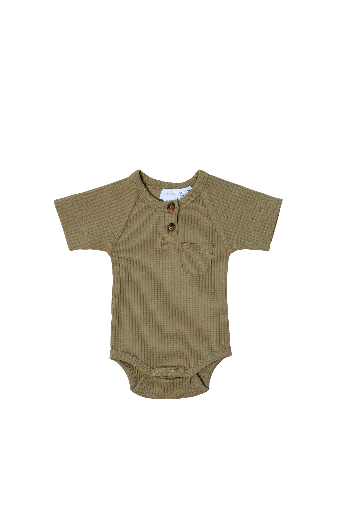 Jamie Kay - Wide Rib Hugo Short Sleeve Bodysuit - Shortbread