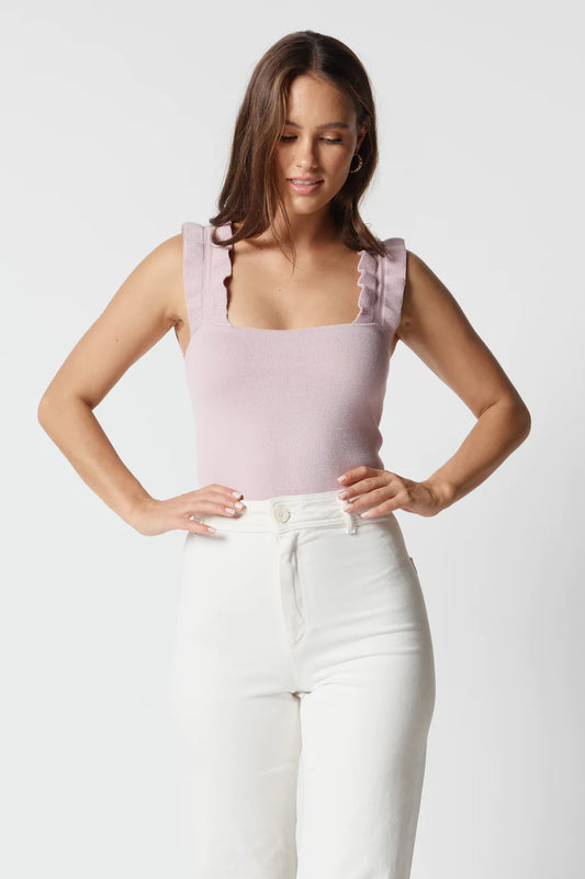 Apero Jean Frill Knit Top - Lilac