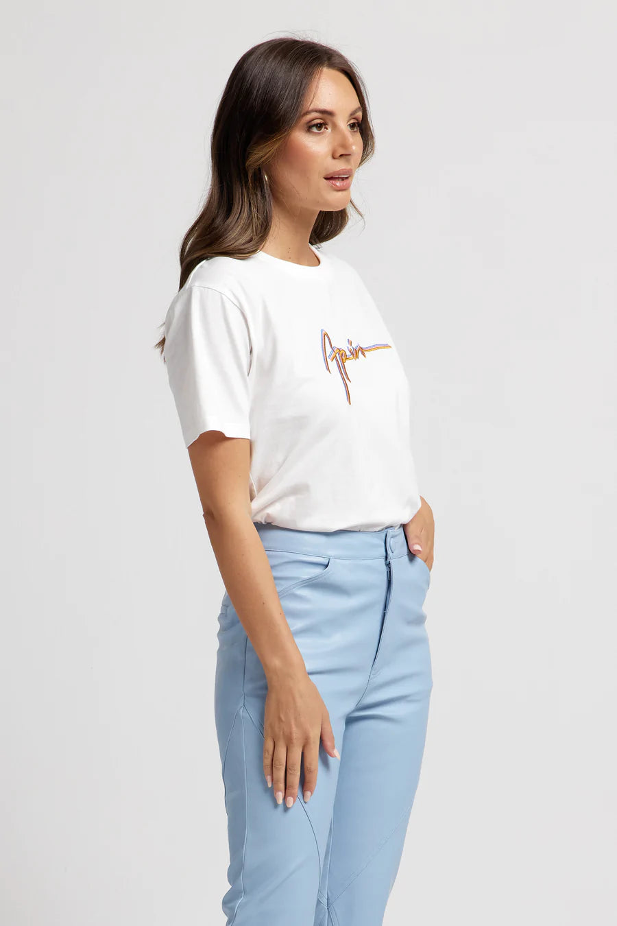 Apero - Melanie Embroidered Tee - White/Multi