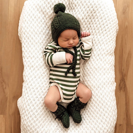 Snuggle Hunny Kids - Olive Stripe Long Sleeve Bodysuit
