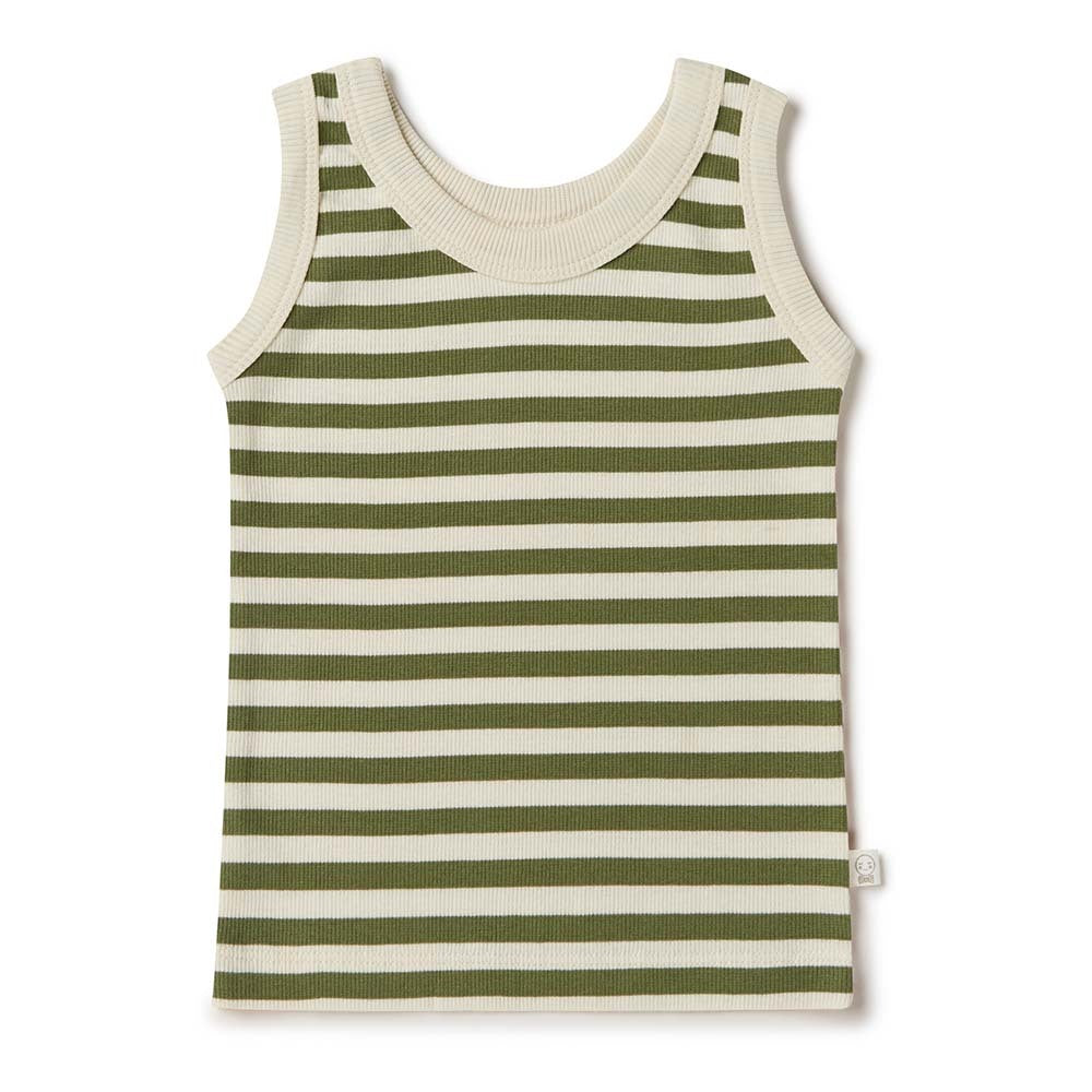 Snuggle Hunny Kids - Olive Stripe Organic Singlet