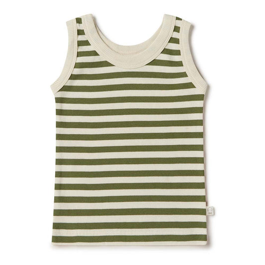 Snuggle Hunny Kids - Olive Stripe Organic Singlet