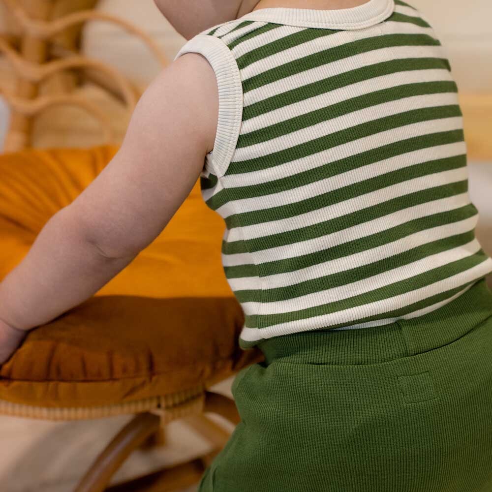 Snuggle Hunny Kids - Olive Stripe Organic Singlet