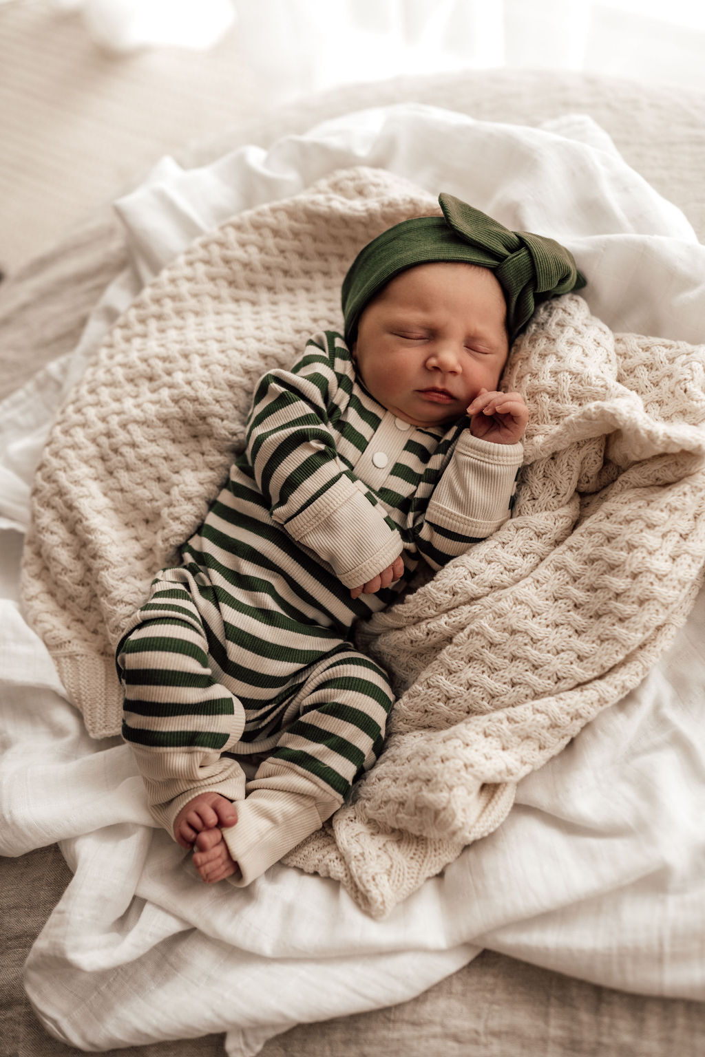 Snuggle Hunny Kids - Olive Ribbed Topknot