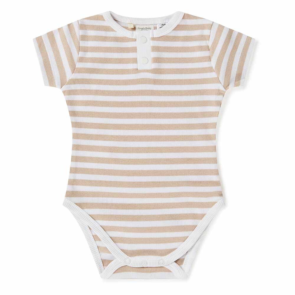 Snuggle Hunny Kids - Short Sleeve Bodysuit - Pebble Stripe