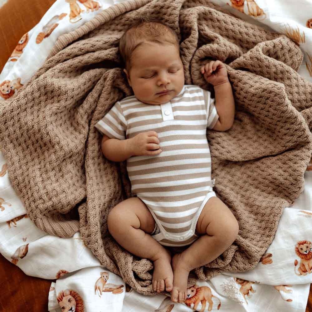 Snuggle Hunny Kids - Short Sleeve Bodysuit - Pebble Stripe