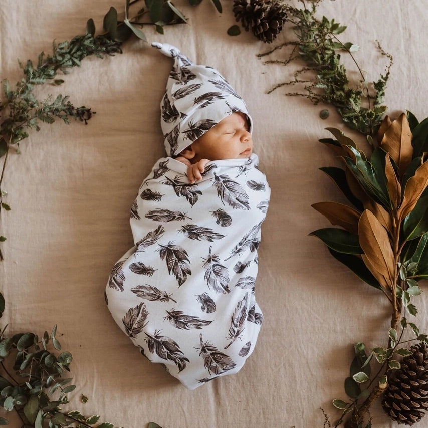 Snuggle Hunny Kids - Swaddle and Beanie Set - Quill