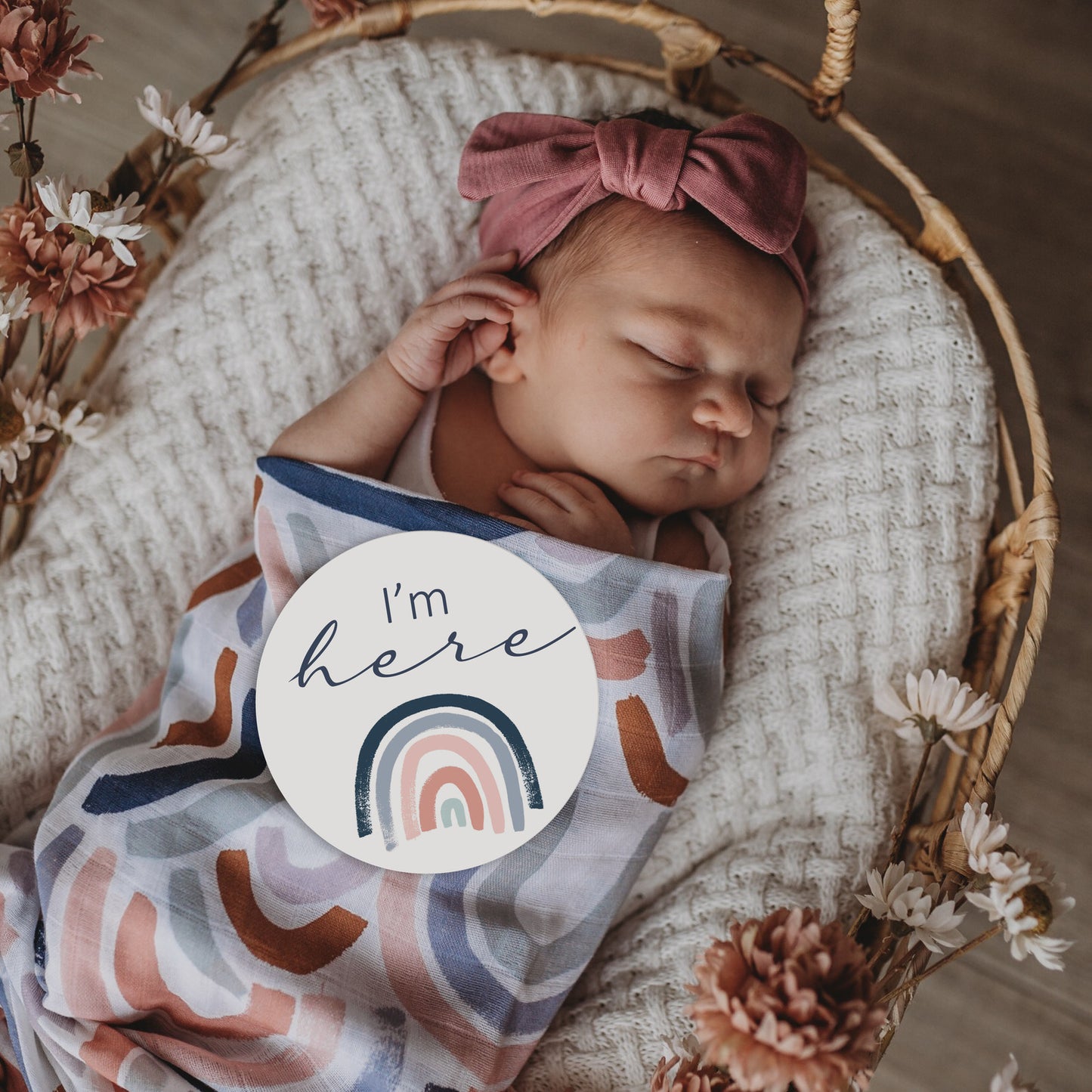 Rainbow Baby & Sage Reversible Milestone Card