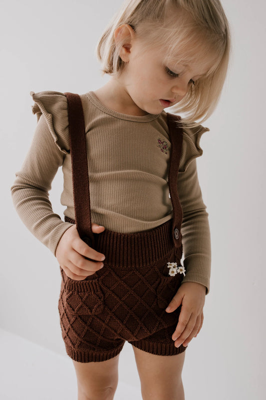 Jamie Kay - Fine Rib Frill Top - Putty