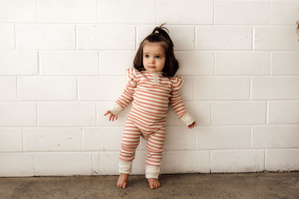 Snuggle Hunny Kids - Rose Stripe Growsuit