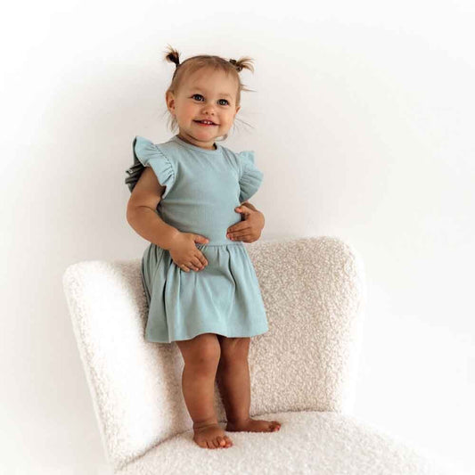 Snuggle Hunny Kids - Sage- Organic Ribbed Dress
