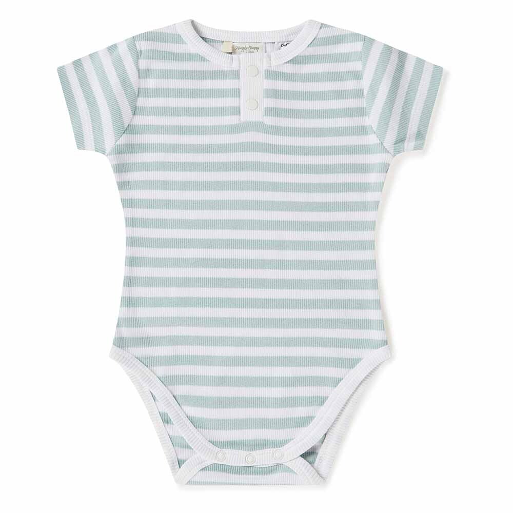 Snuggle Hunny Kids - Short Sleeve Bodysuit - Sage Stripe