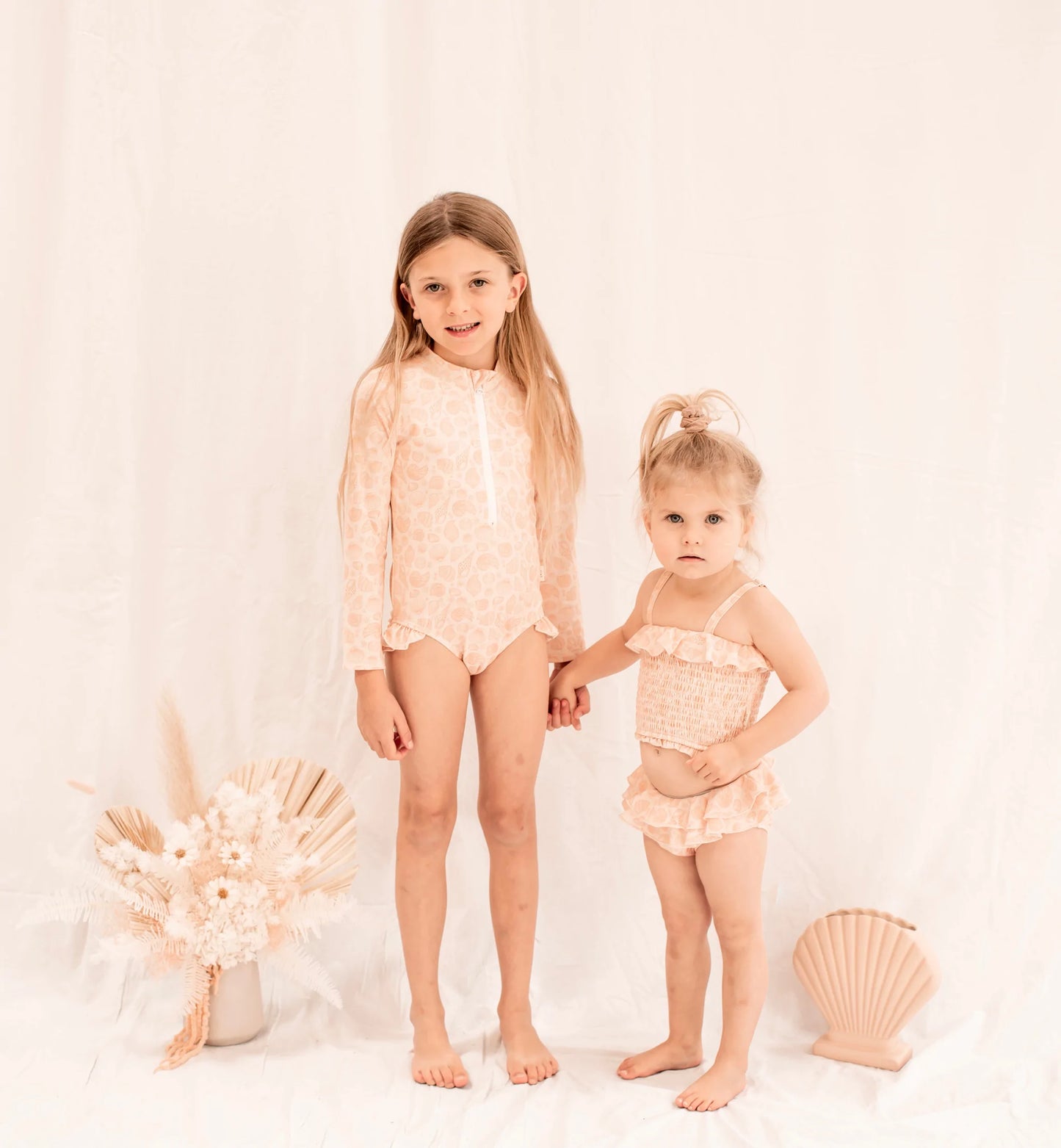 India & Grace - Shirred Two Piece Swim Suit - Peach Seashell