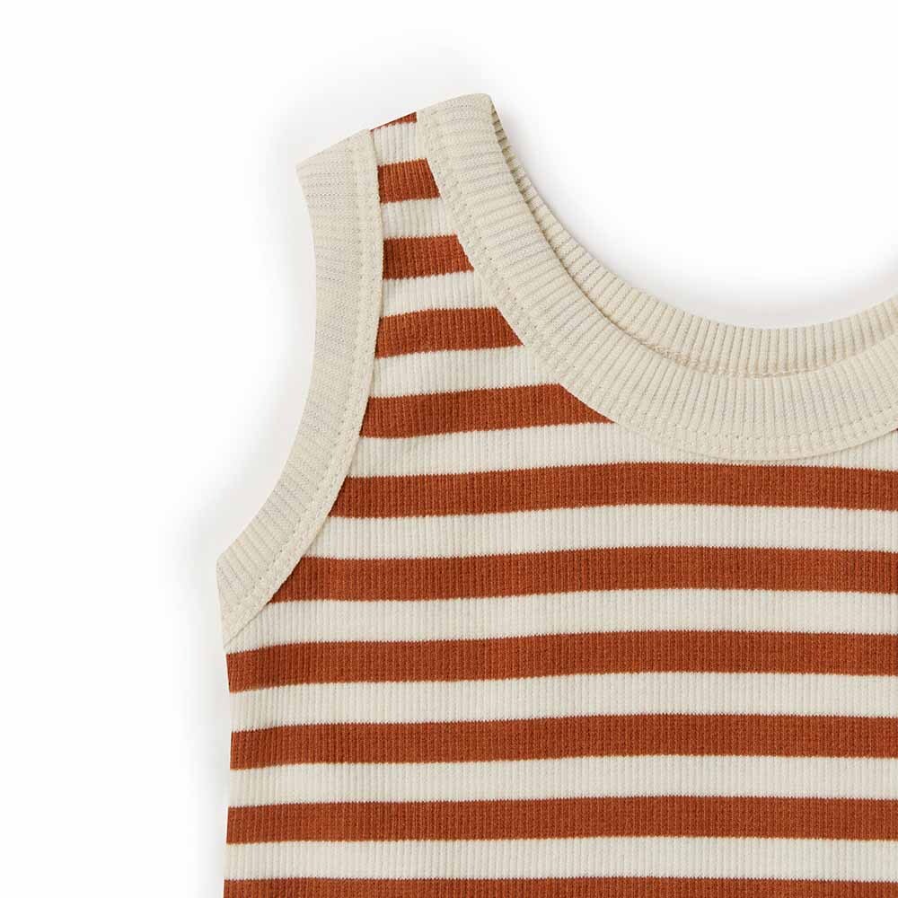 Snuggle Hunny Kids - Biscuit Stripe Organic Singlet