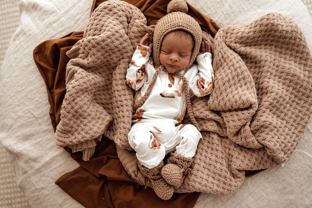 Snuggle Hunny Kids - Fawn Merino Wool Bonnet & Booties