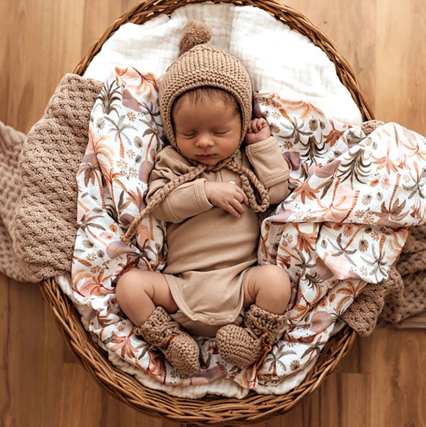 Snuggle Hunny Kids - Fawn Merino Wool Bonnet & Booties