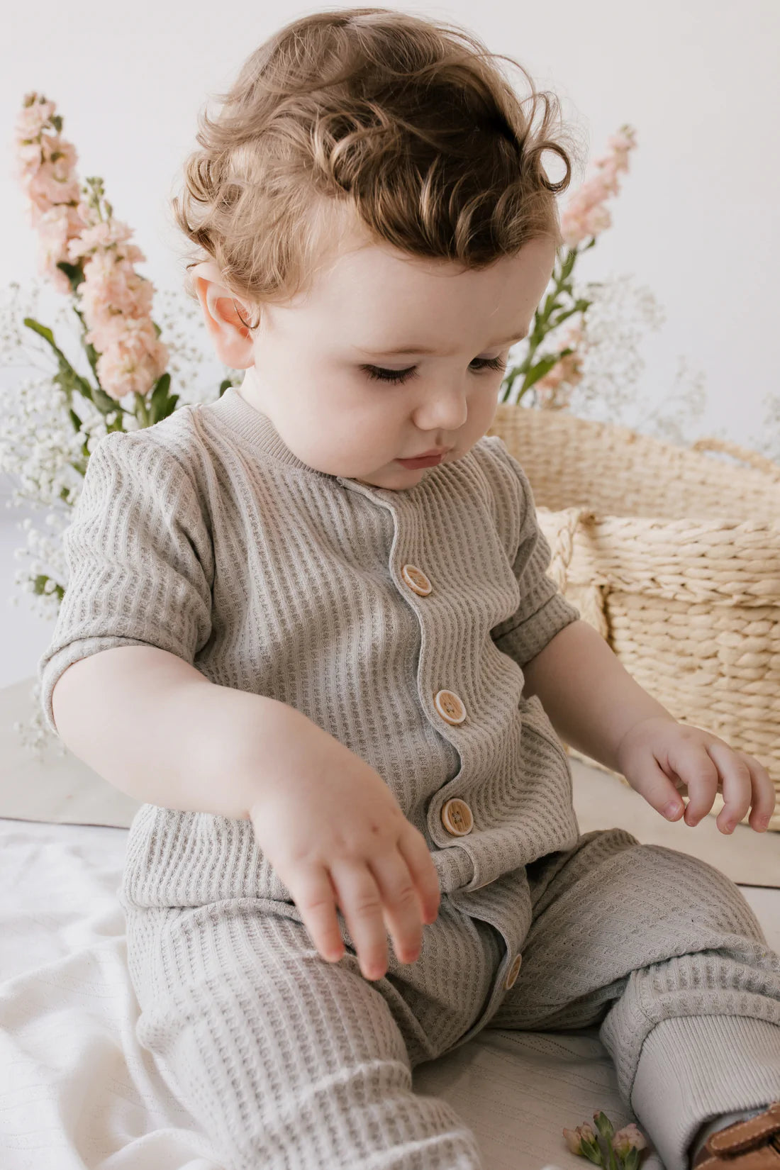 Jamie Kay - Organic Cotton Waffle Finn Onepiece - Agate