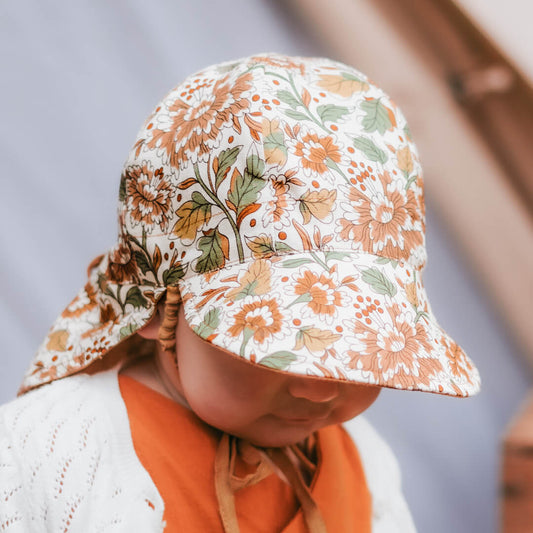 Bedhead - "Lounger" Reversible Flap Baby Sunhat - Peony / Maize