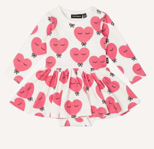Rock Your Baby - Pink Heart - Baby Waisted Dress