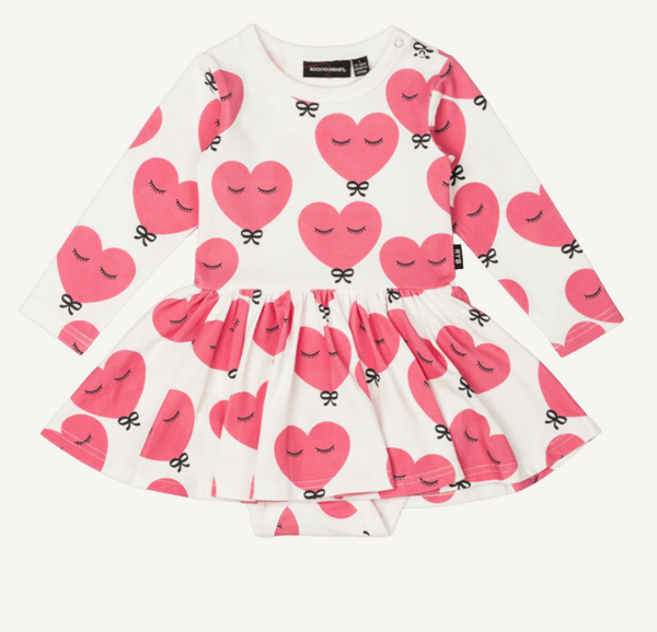 Rock Your Baby - Pink Heart - Baby Waisted Dress Liberty Co AU Rock Your Baby - Pink Heart - Baby Waisted Dress Liberty Co AU