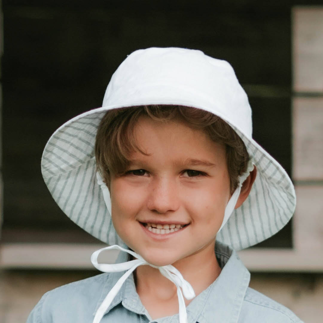 Bedhead Hats - 'Explorer' Kids Classic Bucket Hat - Finley / Blanc
