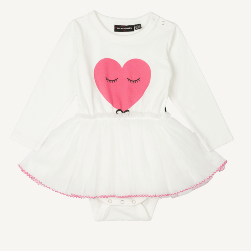 Rock Your Baby - Pink Heart Baby Circus Dress - Long Sleeve