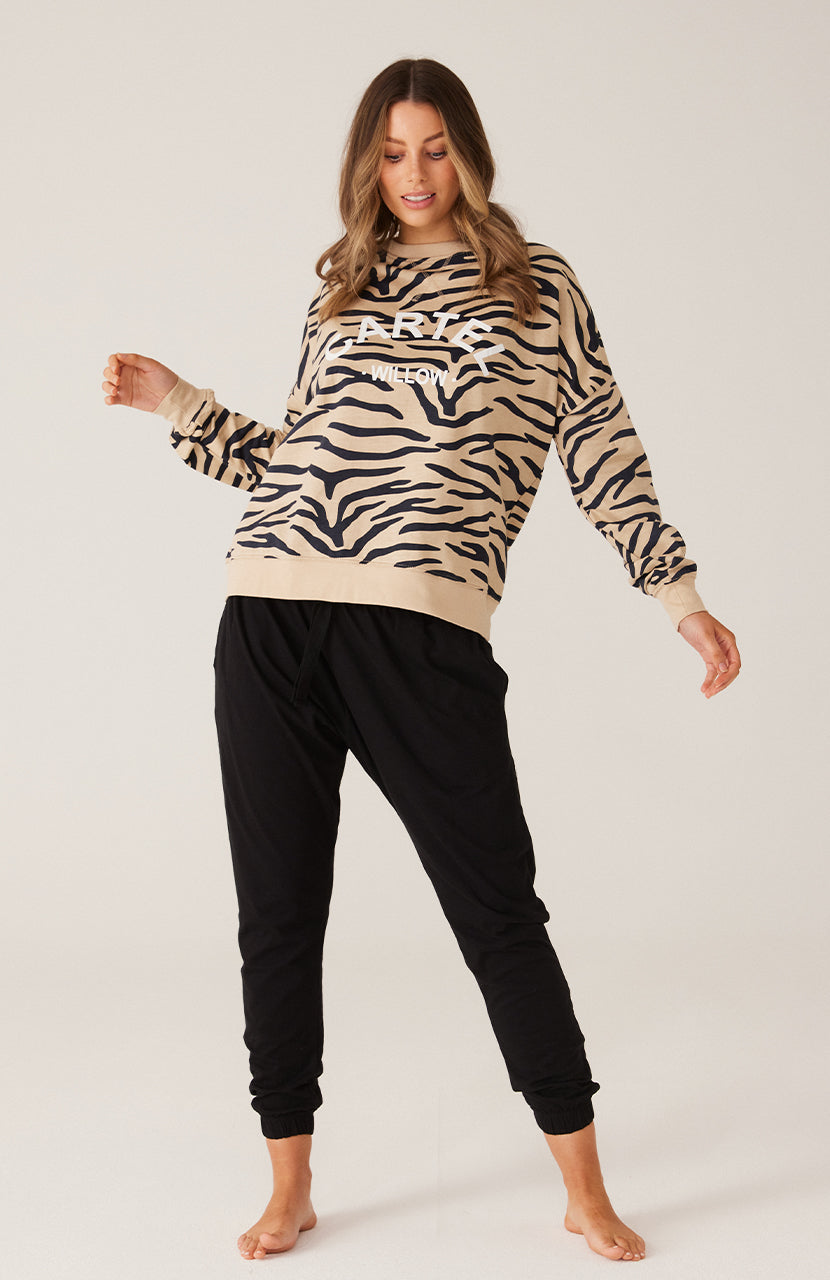 Cartel & Willow Izzy Sweater - Taupe Zebra