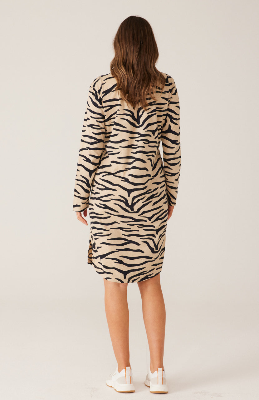 Cartel & Willow - Alexis Long Sleeve Dress - Taupe Zebra