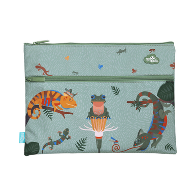A4 Twin Zip Pencil Case - Quirky Chameleon