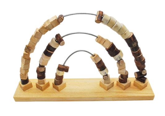 Natural Wooden Abacus - 3 rows of natural wooden beads from QTOYS 