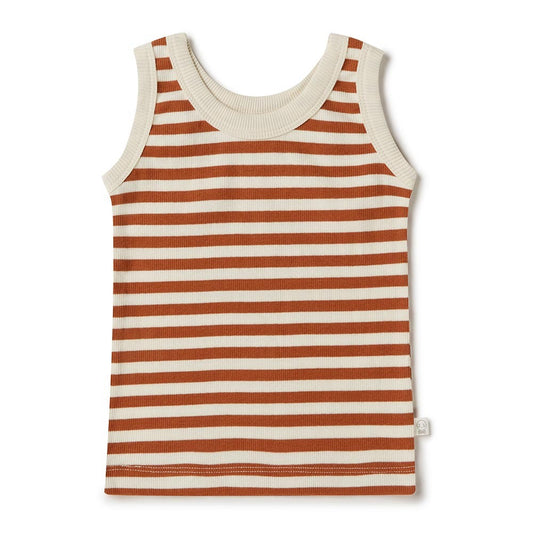 Snuggle Hunny Kids - Biscuit Stripe Organic Singlet