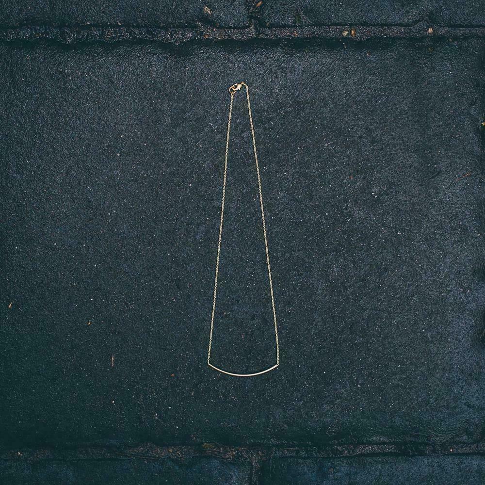 Handmade Delicate Curved Tube Necklace - Gold
