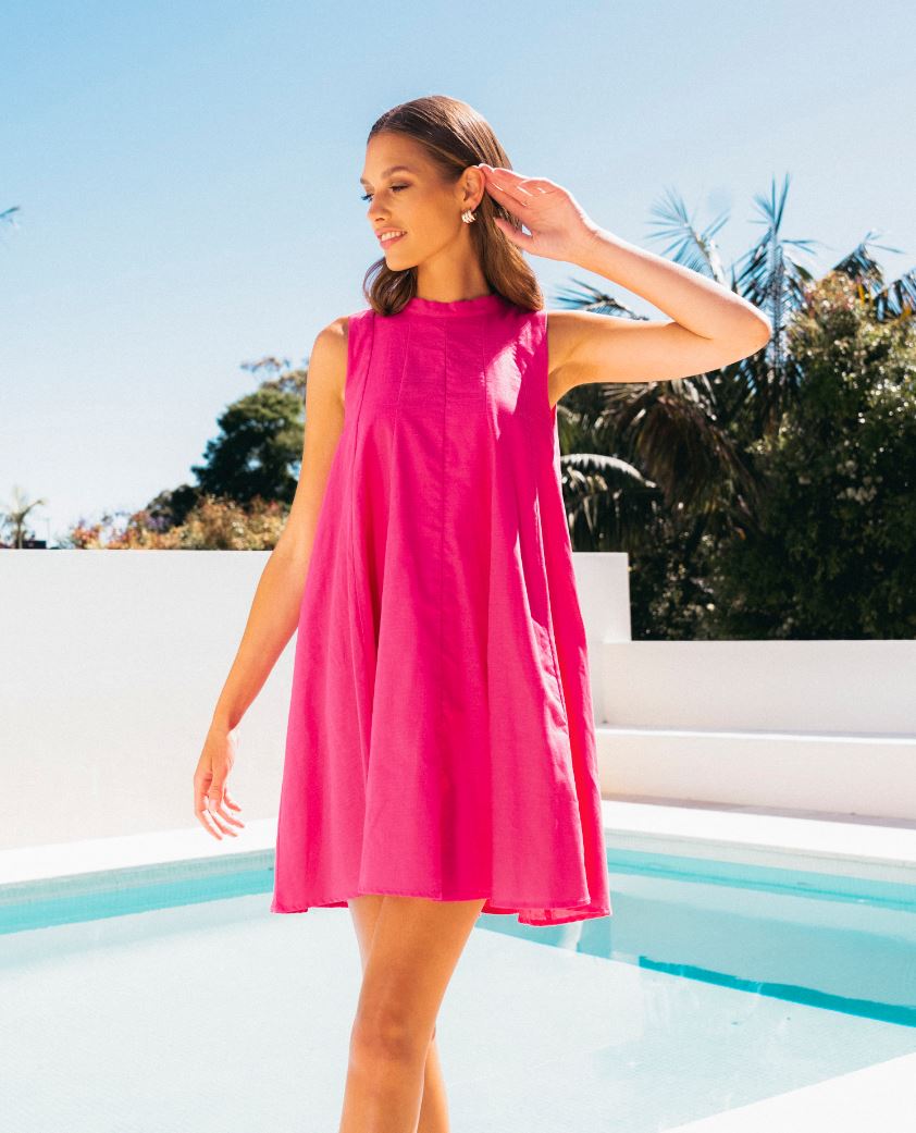 Eloise A-Line Dress - Hot Pink