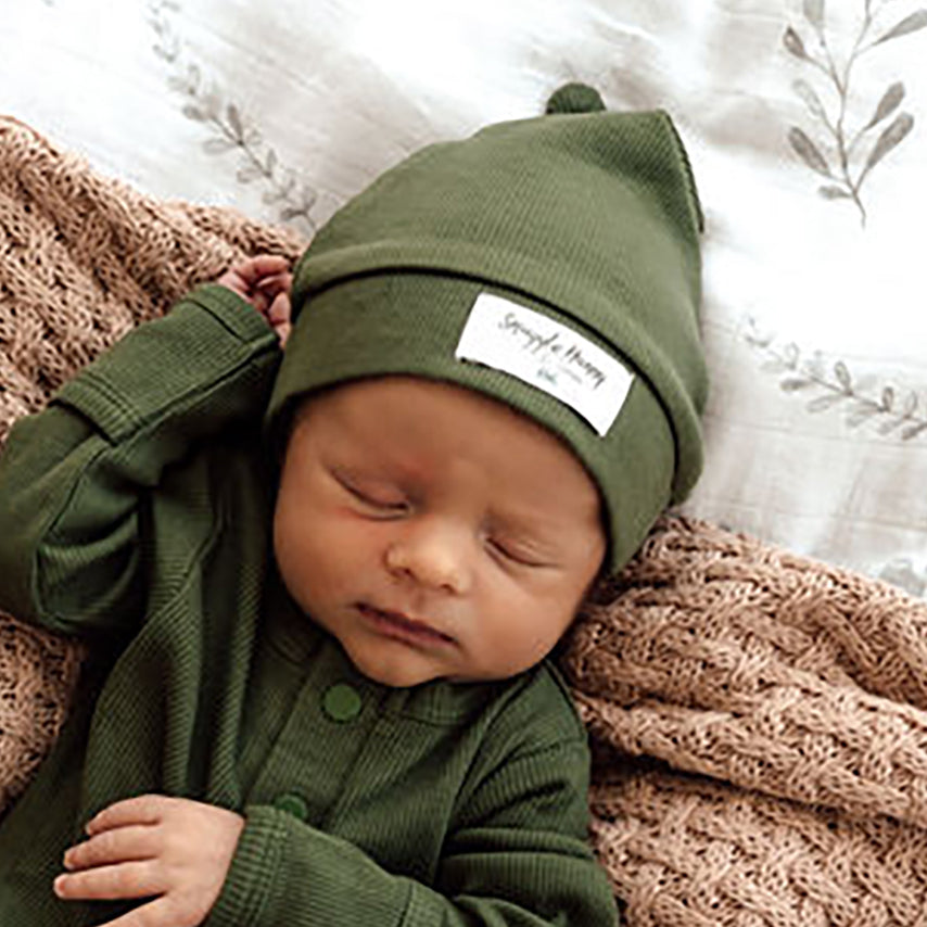 Snuggle Hunny Kids - Olive Ribbed Knotted Beanie