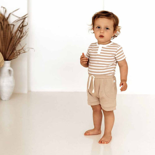 Snuggle Hunny Kids - Short Sleeve Bodysuit - Pebble Stripe
