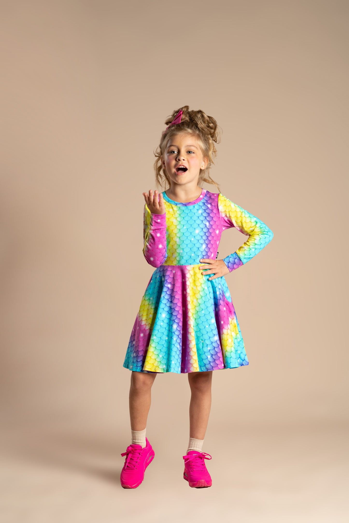 Rock Your Baby - Splash Long Sleeve Waisted Dress