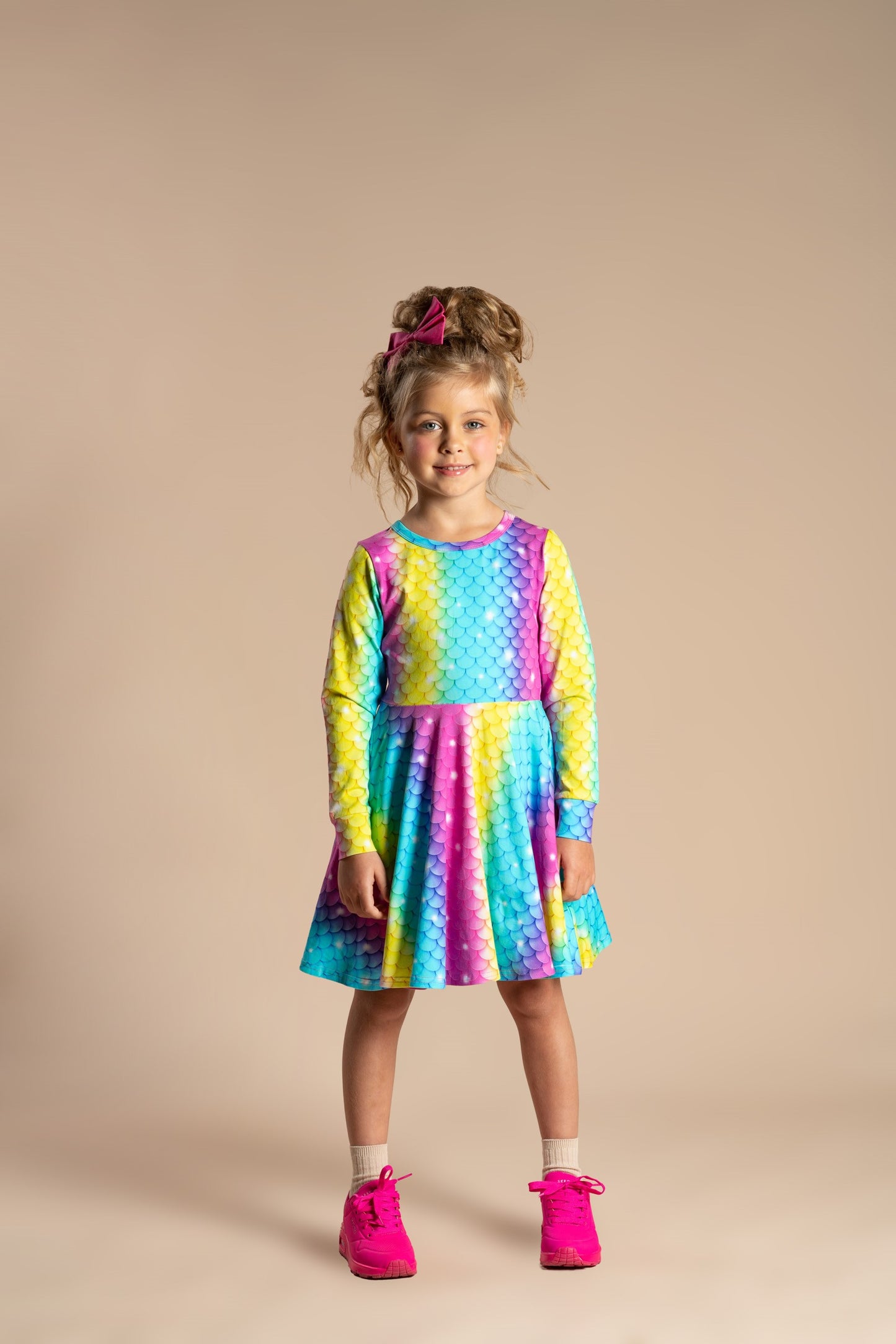 Rock Your Baby - Splash Long Sleeve Waisted Dress