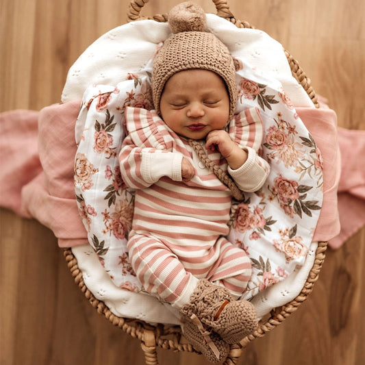 Snuggle Hunny Kids - Rose Stripe Growsuit